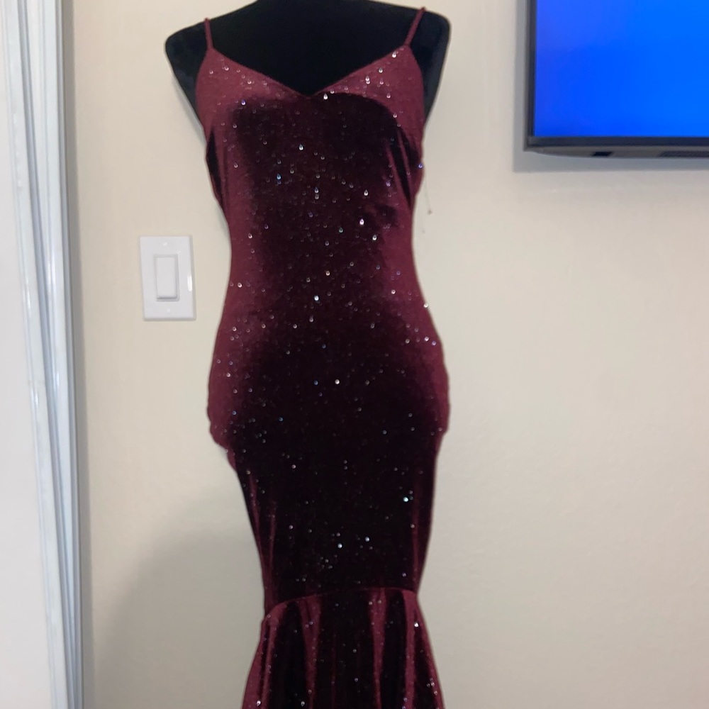 Burgundy Velvet Mermaid Tail Dress
